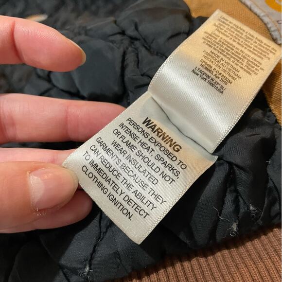 Carhartt Destroyed Distressed Brown Tan Full Zip Hooded Jacket Coat Boy XS‎ - Picture 4 of 14